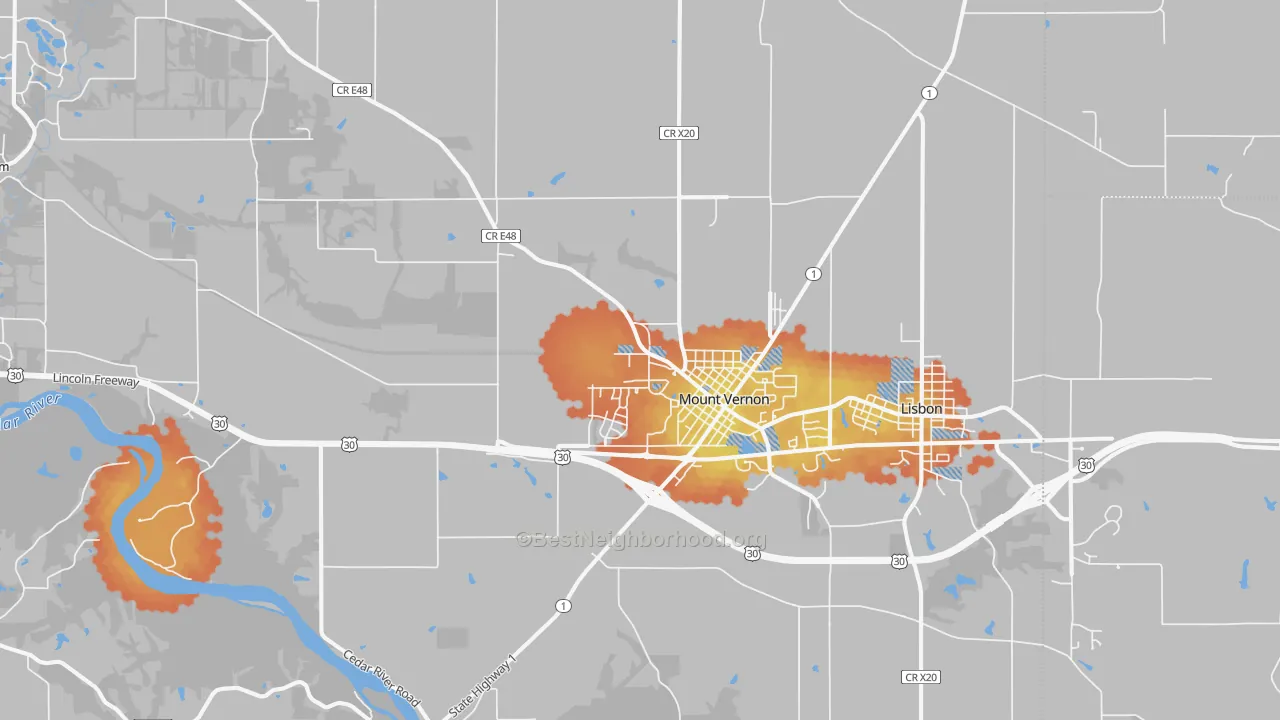 Bike Grade map of 52314, IA