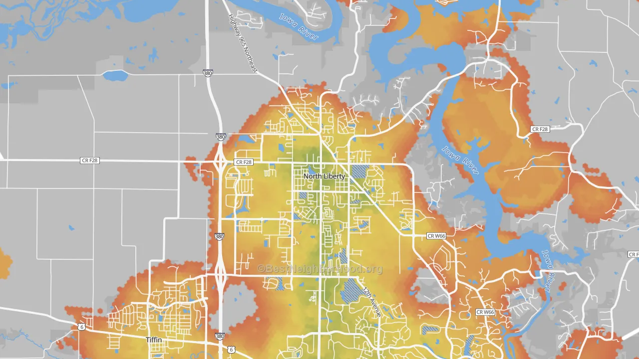 Bike Grade map of 52317, IA