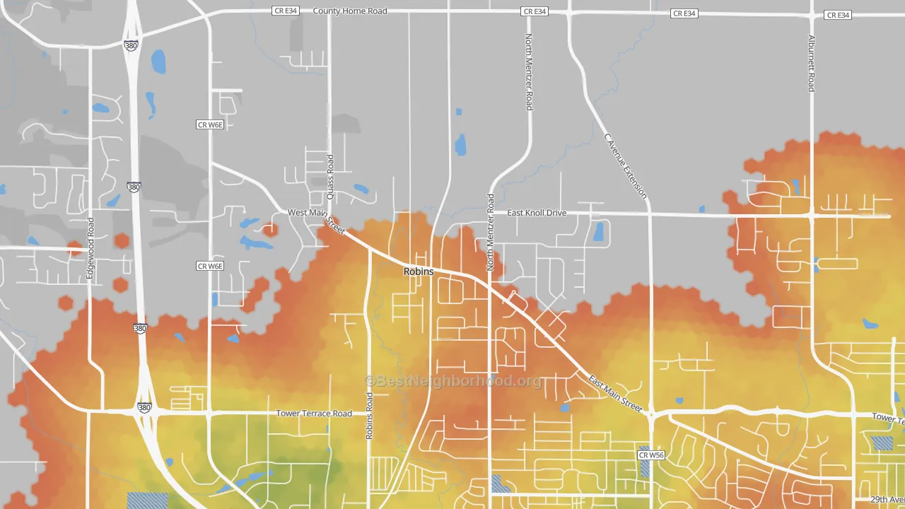 Bike Grade map of 52328, IA