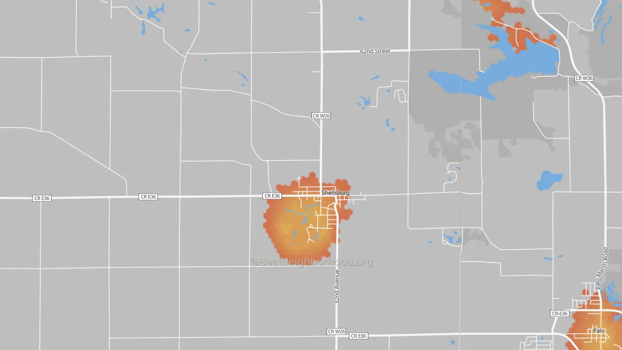Bike Grade map of 52332, IA