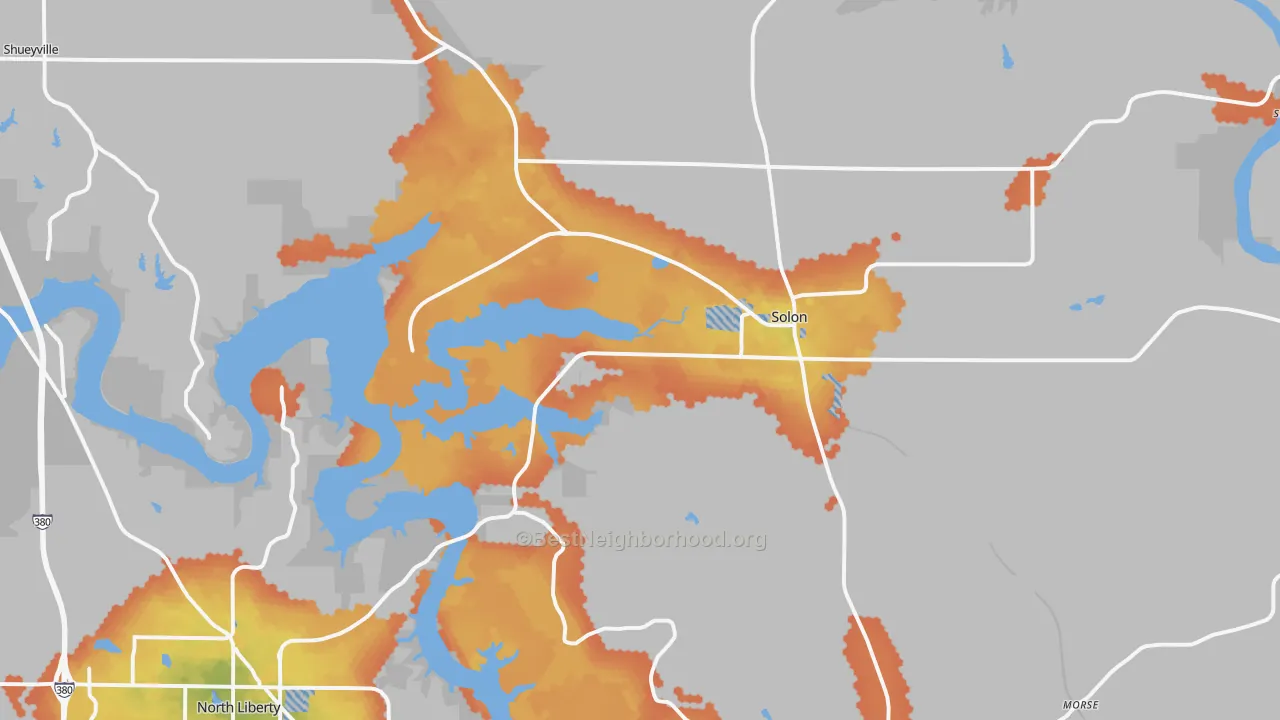 Bike Grade map of 52333, IA