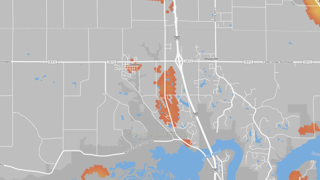 Bike Grade map of 52338, IA