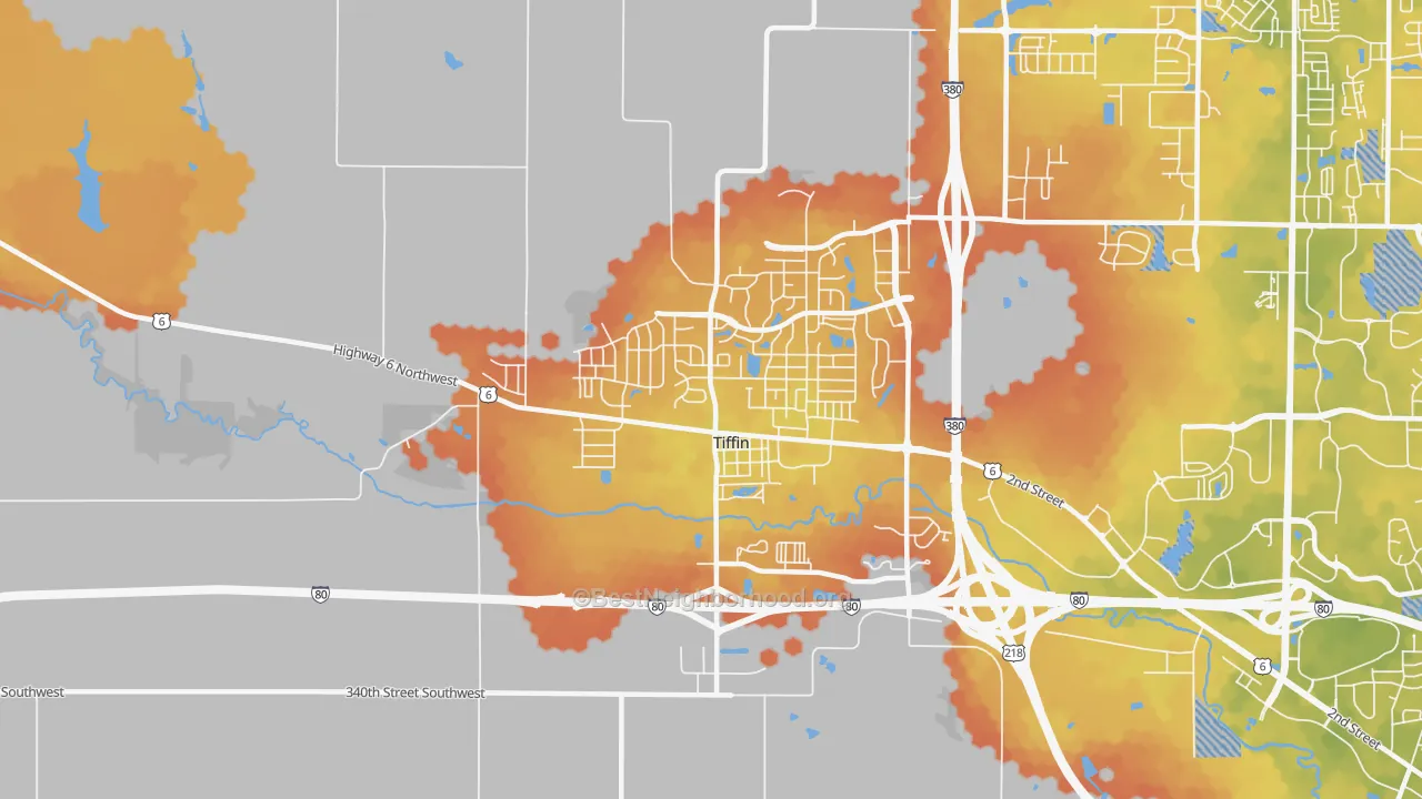 Bike Grade map of 52340, IA