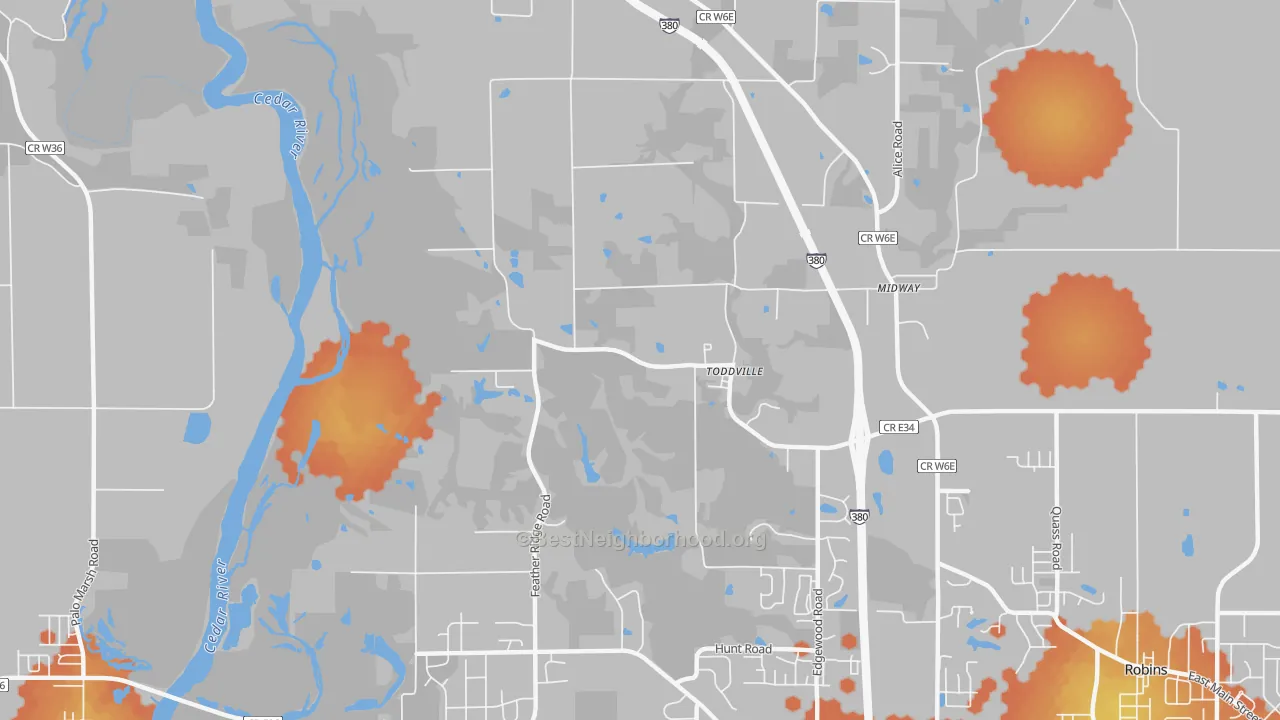 Bike Grade map of 52341, IA