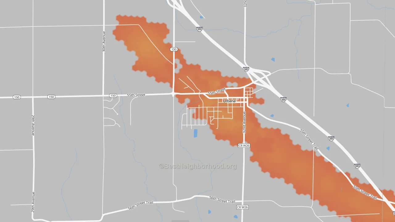 Bike Grade map of 52345, IA
