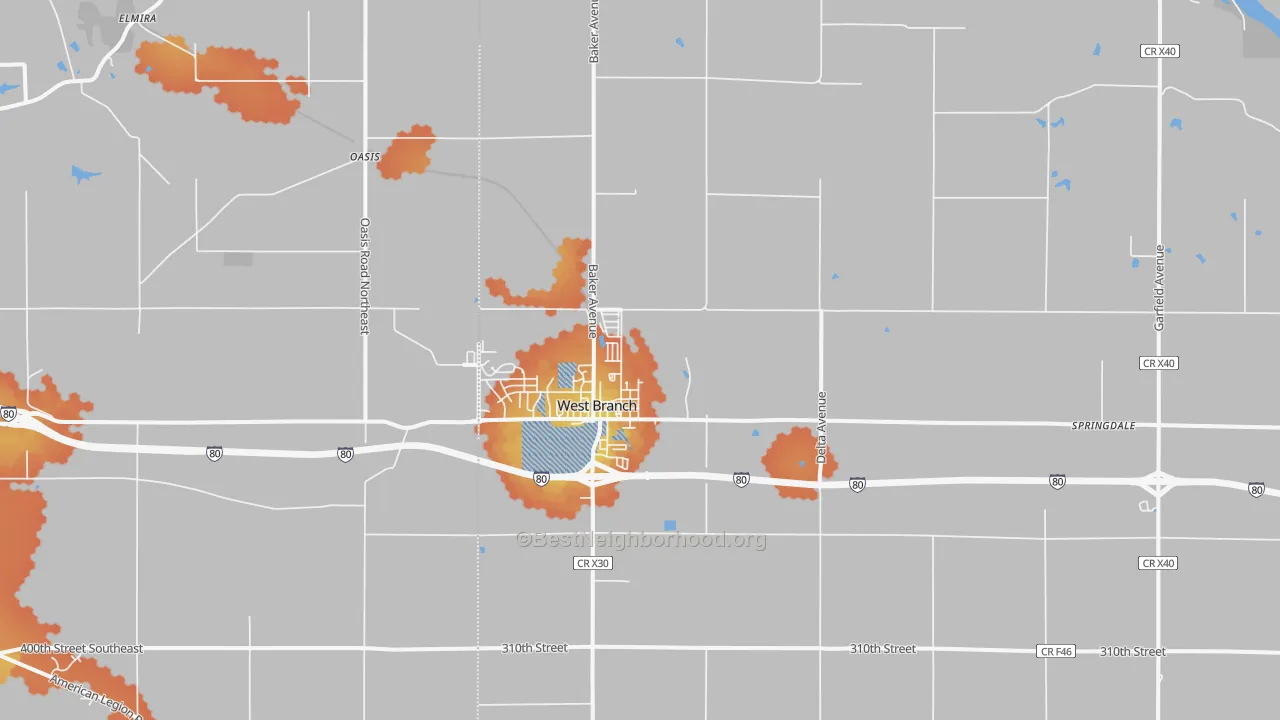 Bike Grade map of 52358, IA