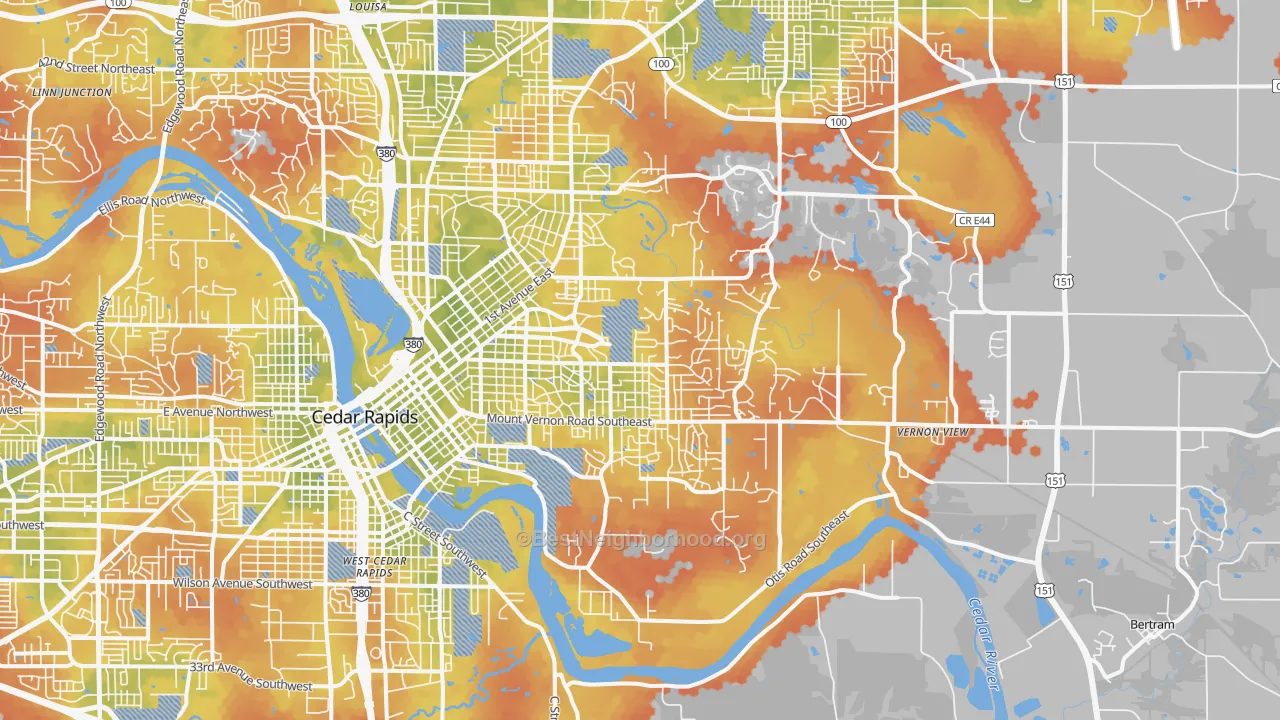 Bike Grade map of 52403, IA