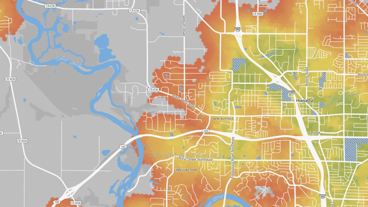 Bike Grade map of 52411, IA