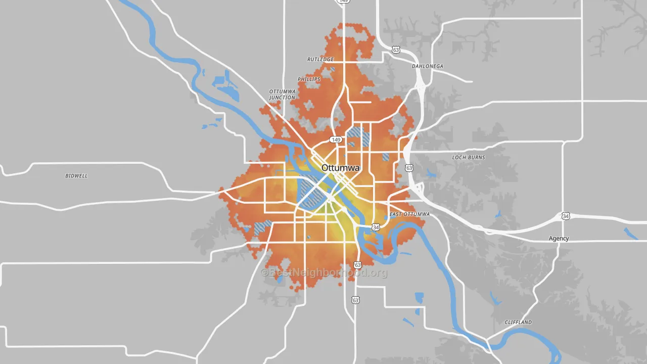Bike Grade map of 52501, IA