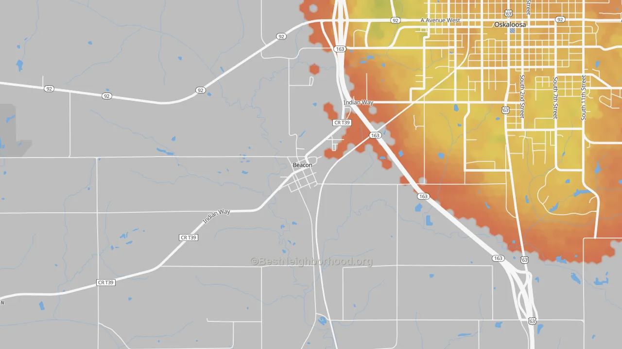 Bike Grade map of 52534, IA