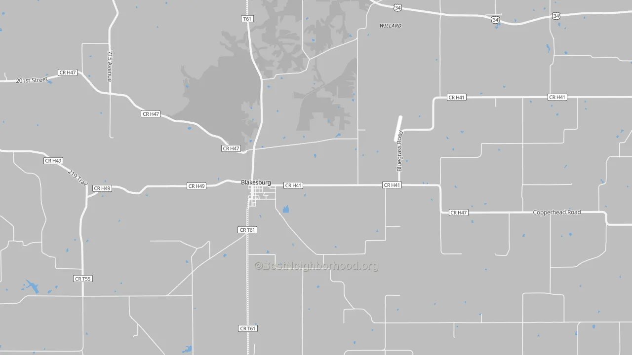Bike Grade map of 52536, IA