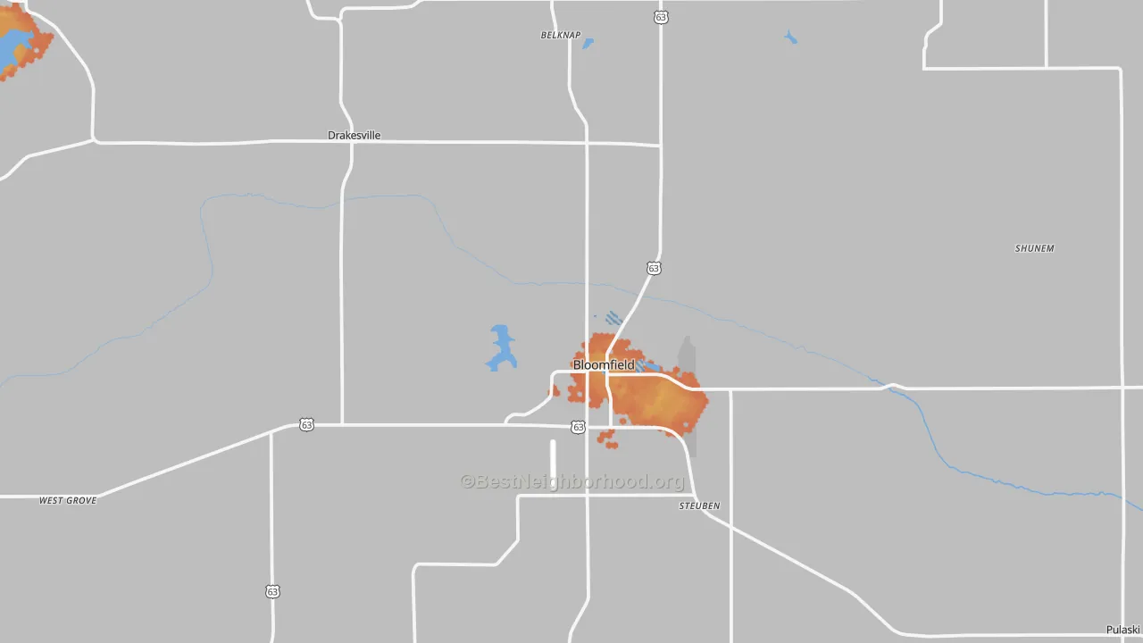 Bike Grade map of 52537, IA