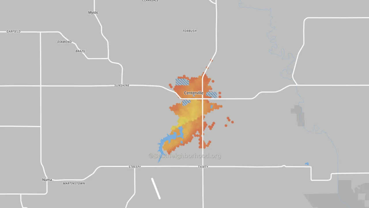 Bike Grade map of 52544, IA