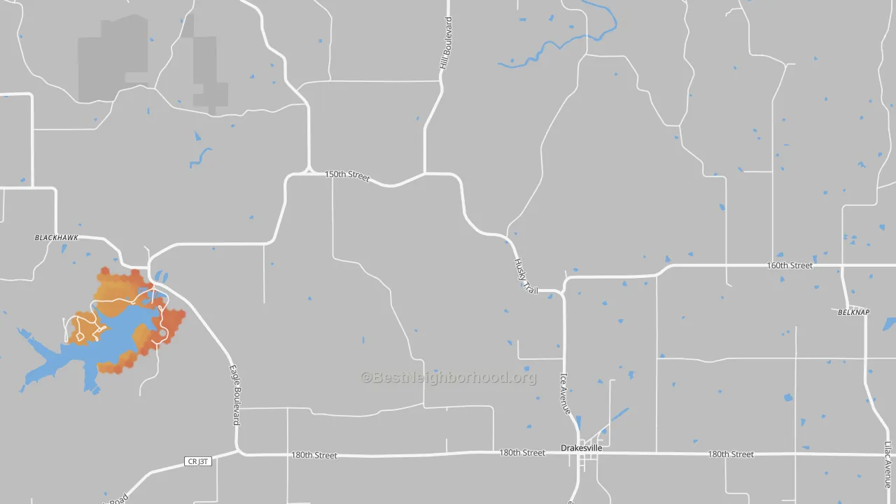 Bike Grade map of 52552, IA