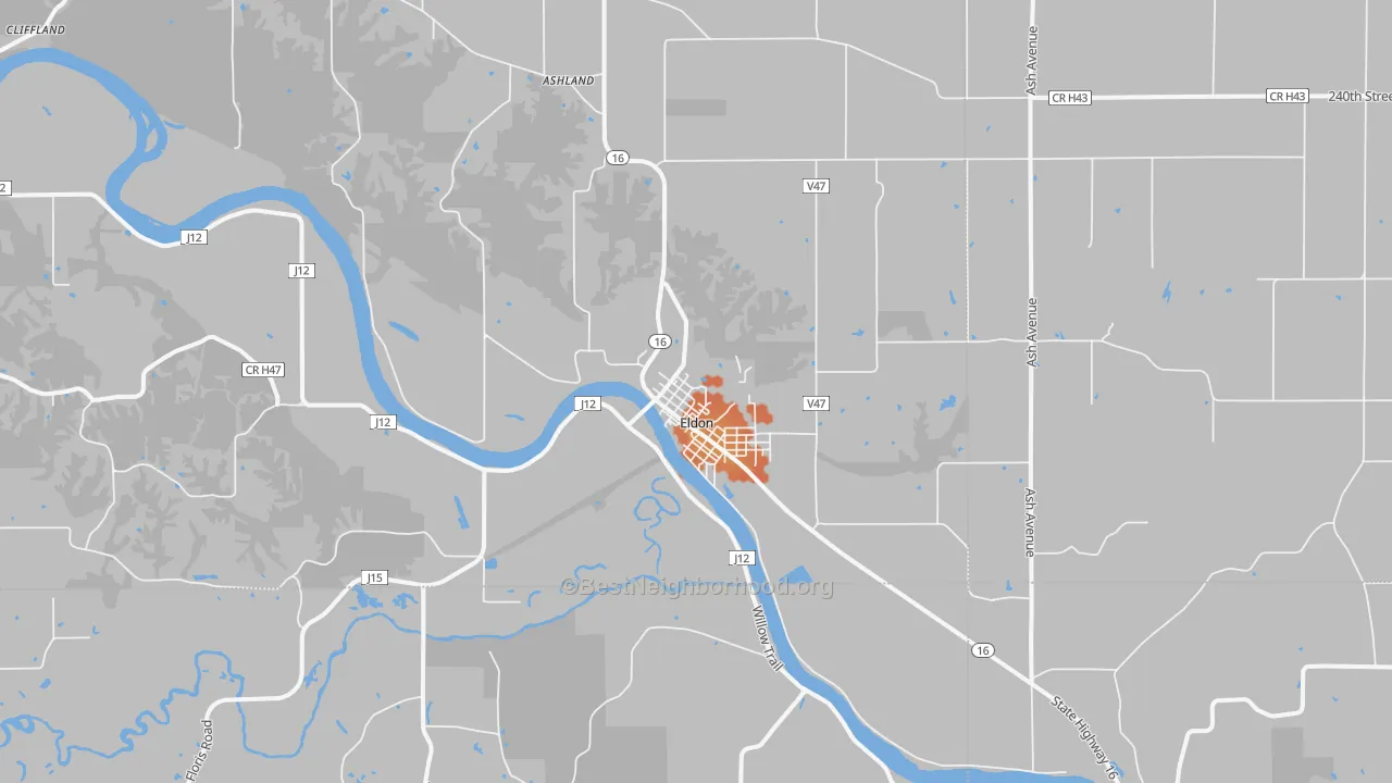 Bike Grade map of 52554, IA