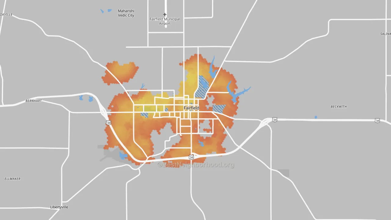 Bike Grade map of 52556, IA