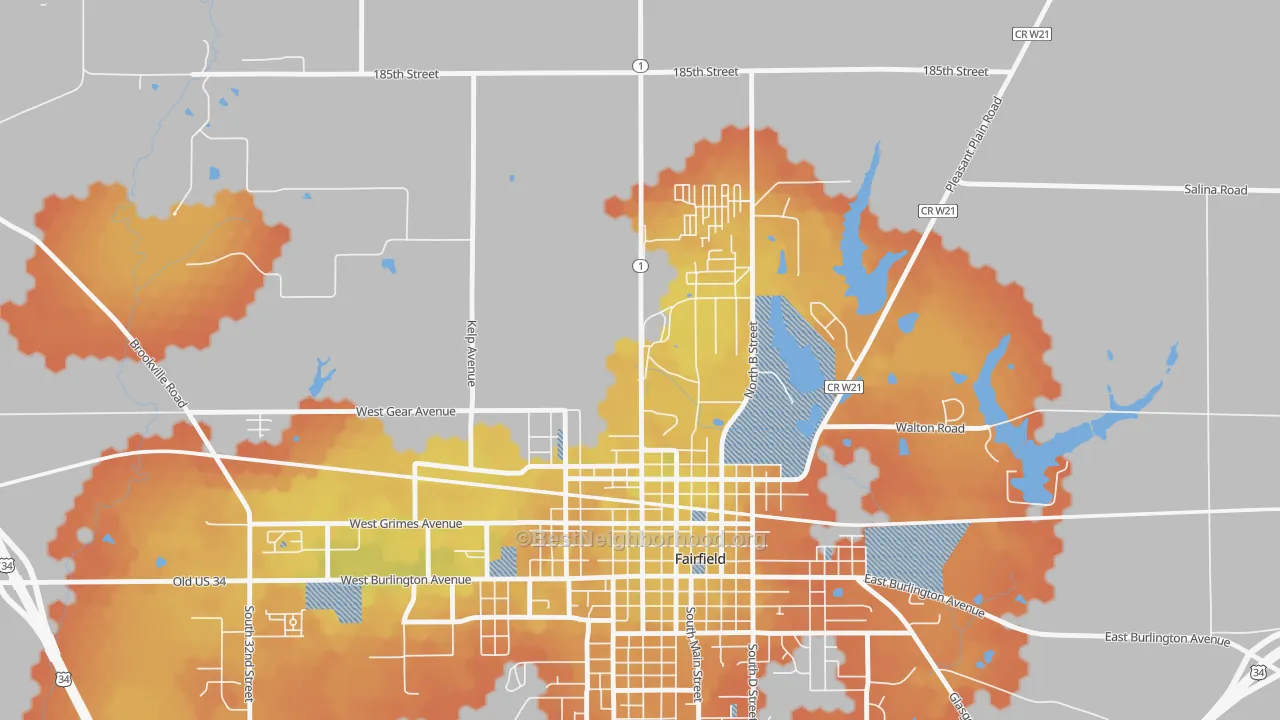 Bike Grade map of 52557, IA