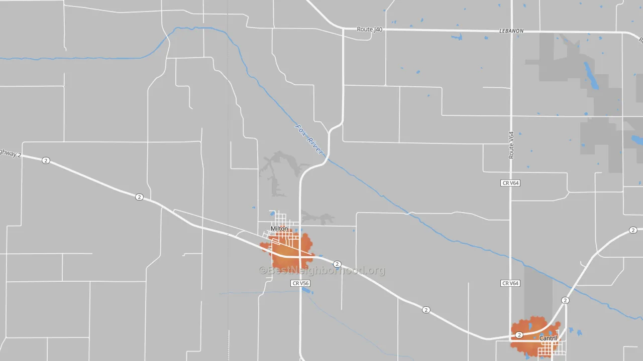 Bike Grade map of 52570, IA