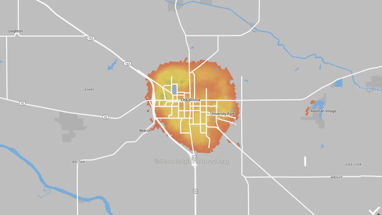 Bike Grade map of 52577, IA