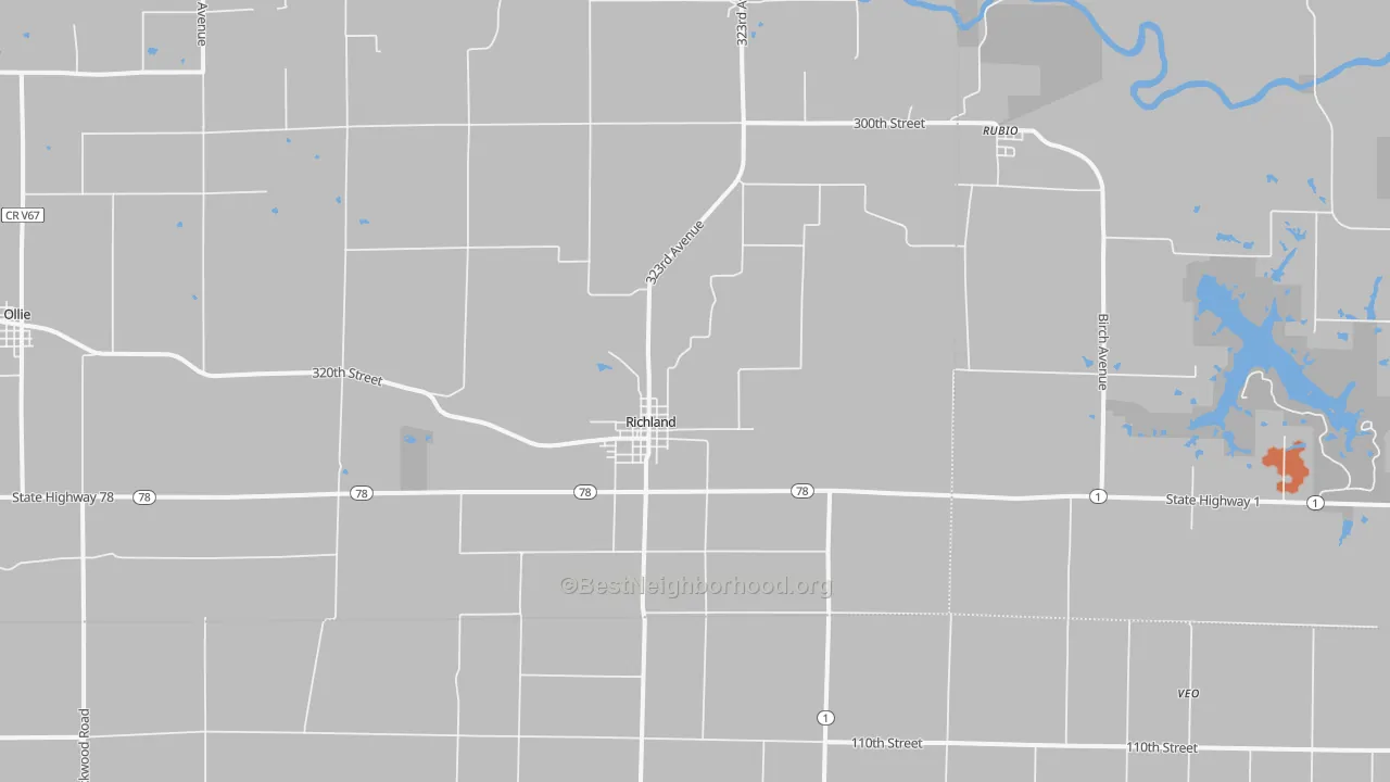Bike Grade map of 52585, IA