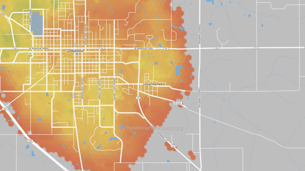 Bike Grade map of 52595, IA