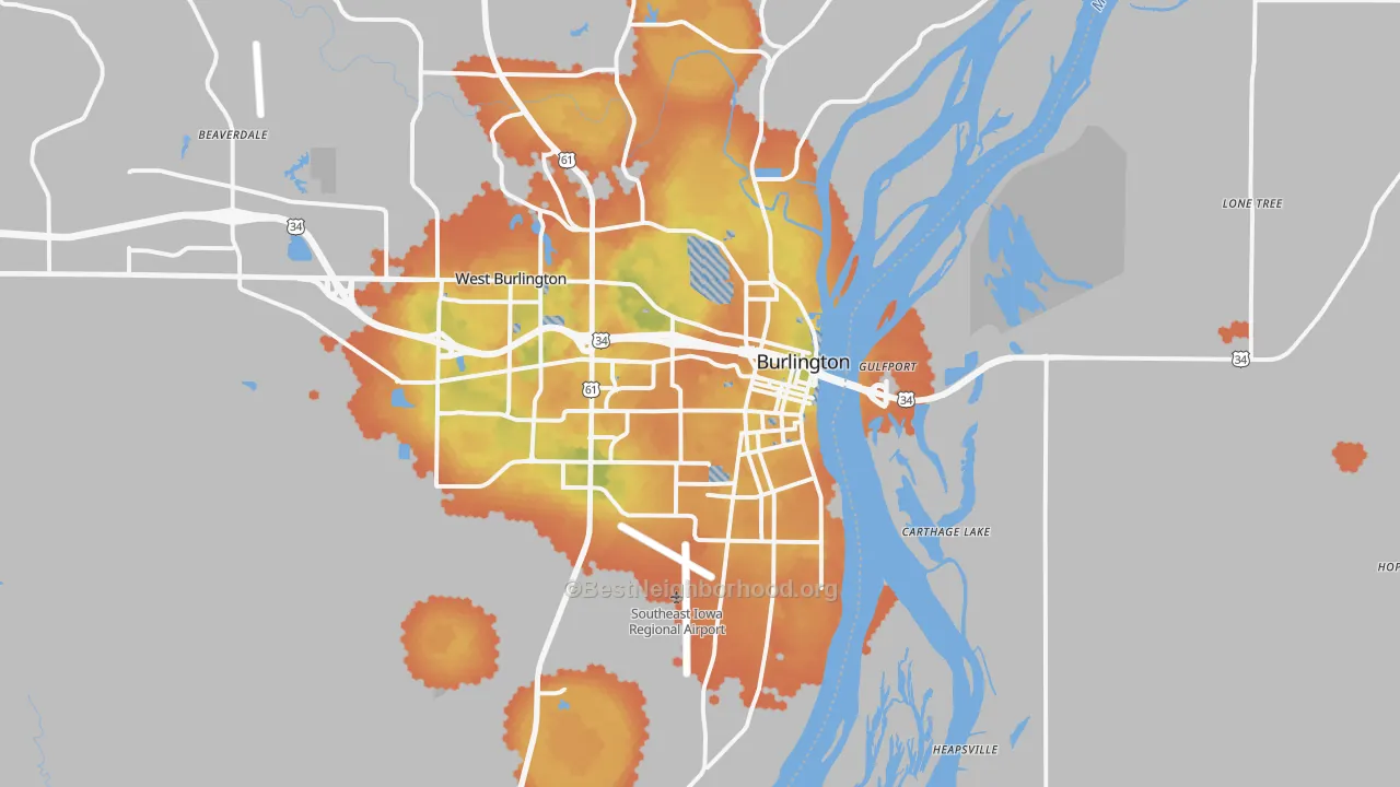 Bike Grade map of 52601, IA