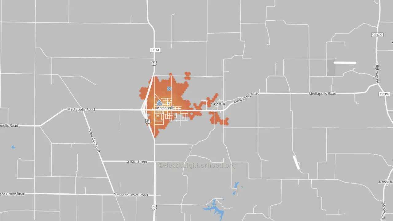 Bike Grade map of 52637, IA