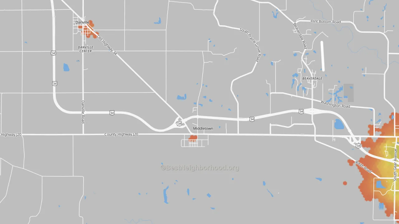 Bike Grade map of 52638, IA