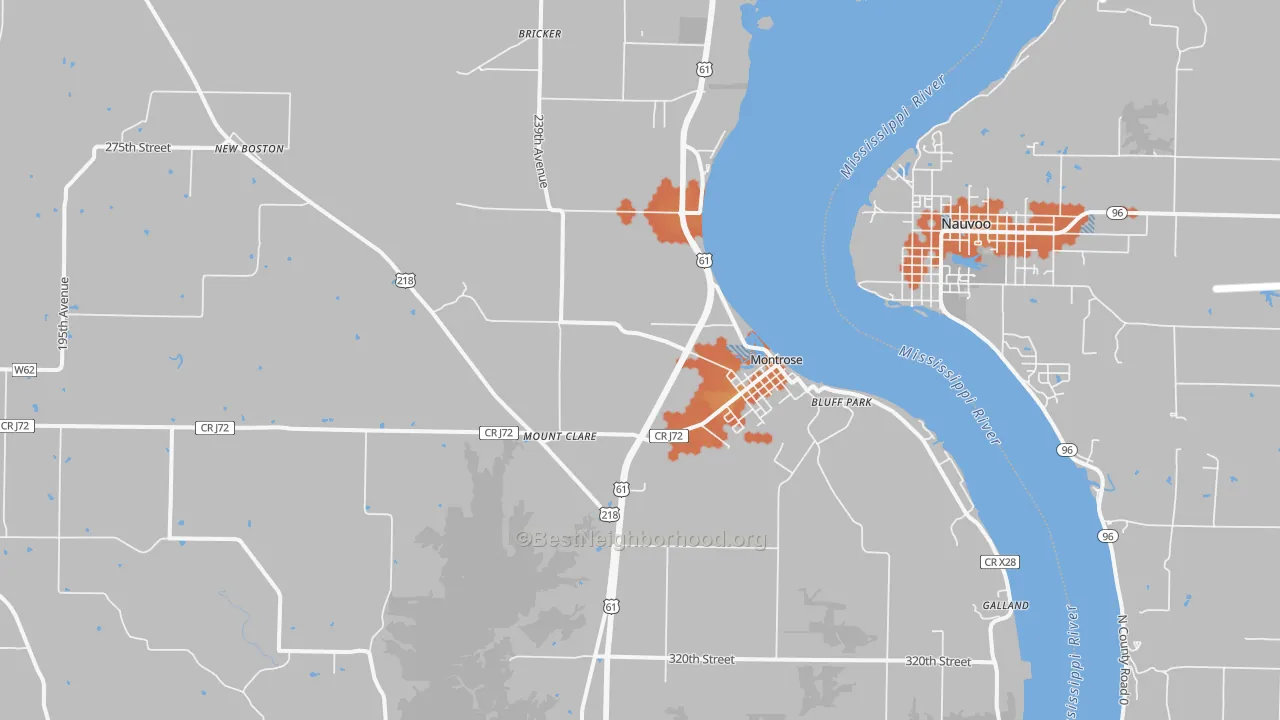 Bike Grade map of 52639, IA