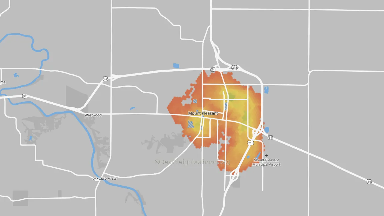 Bike Grade map of 52641, IA