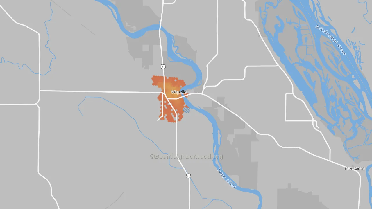 Bike Grade map of 52653, IA