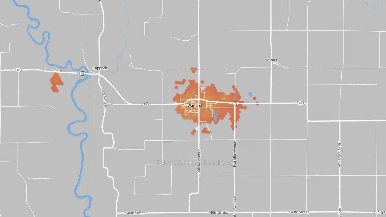 Bike Grade map of 52654, IA