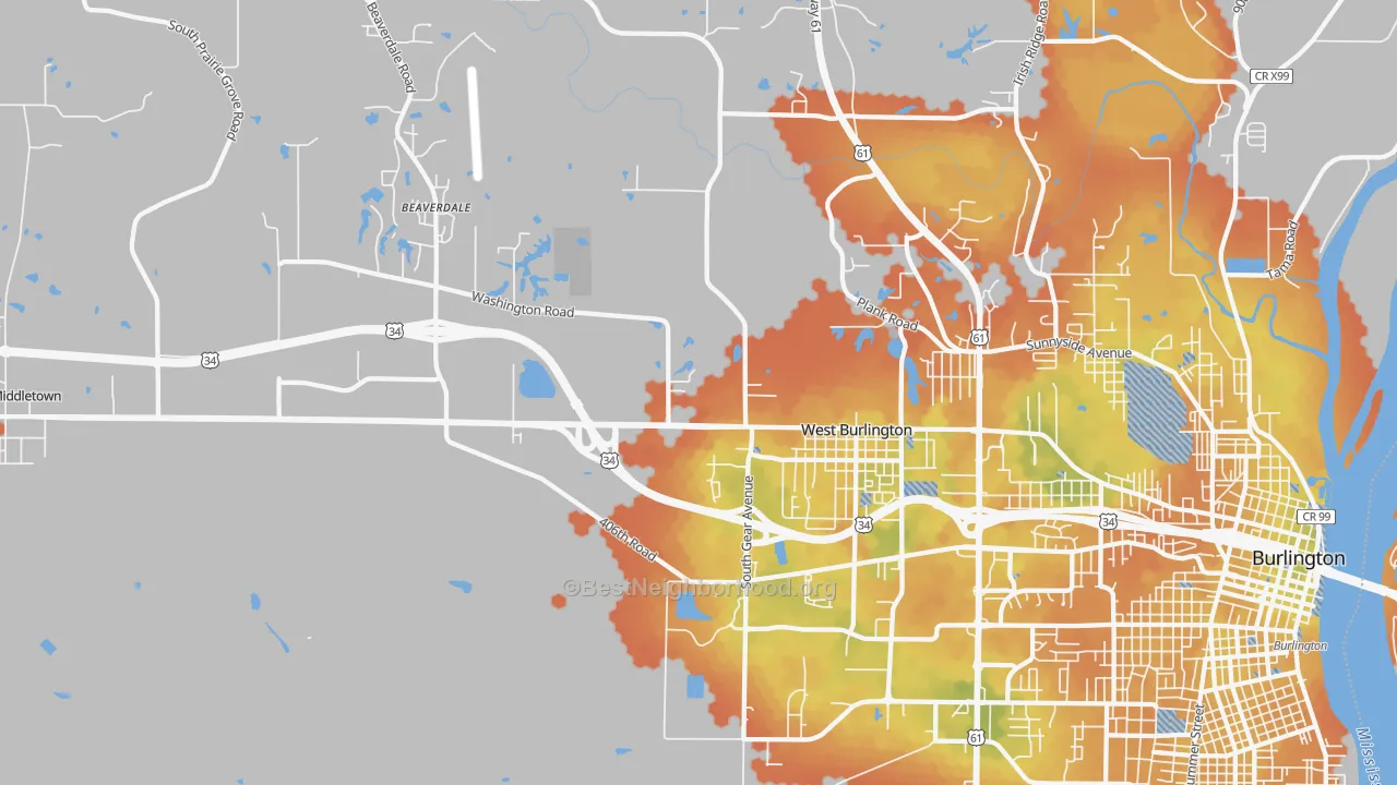 Bike Grade map of 52655, IA