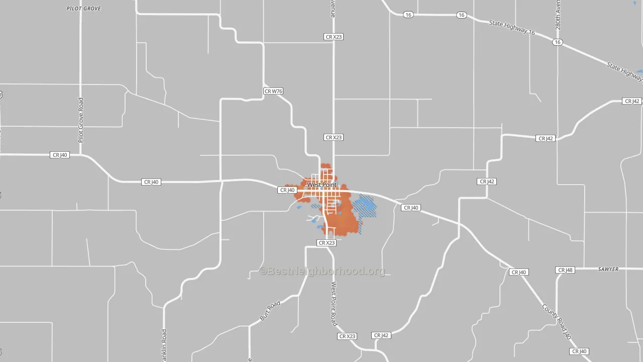 Bike Grade map of 52656, IA