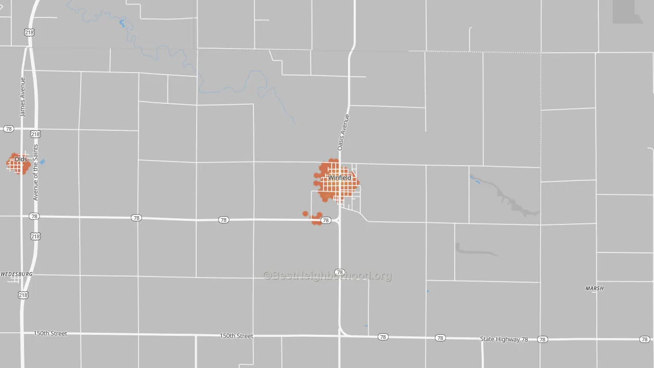 Bike Grade map of 52659, IA