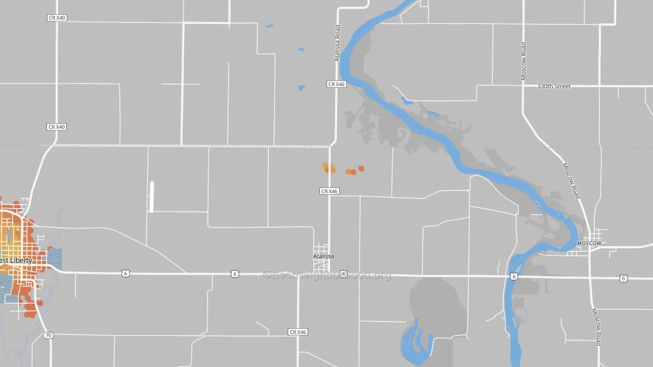 Bike Grade map of 52720, IA