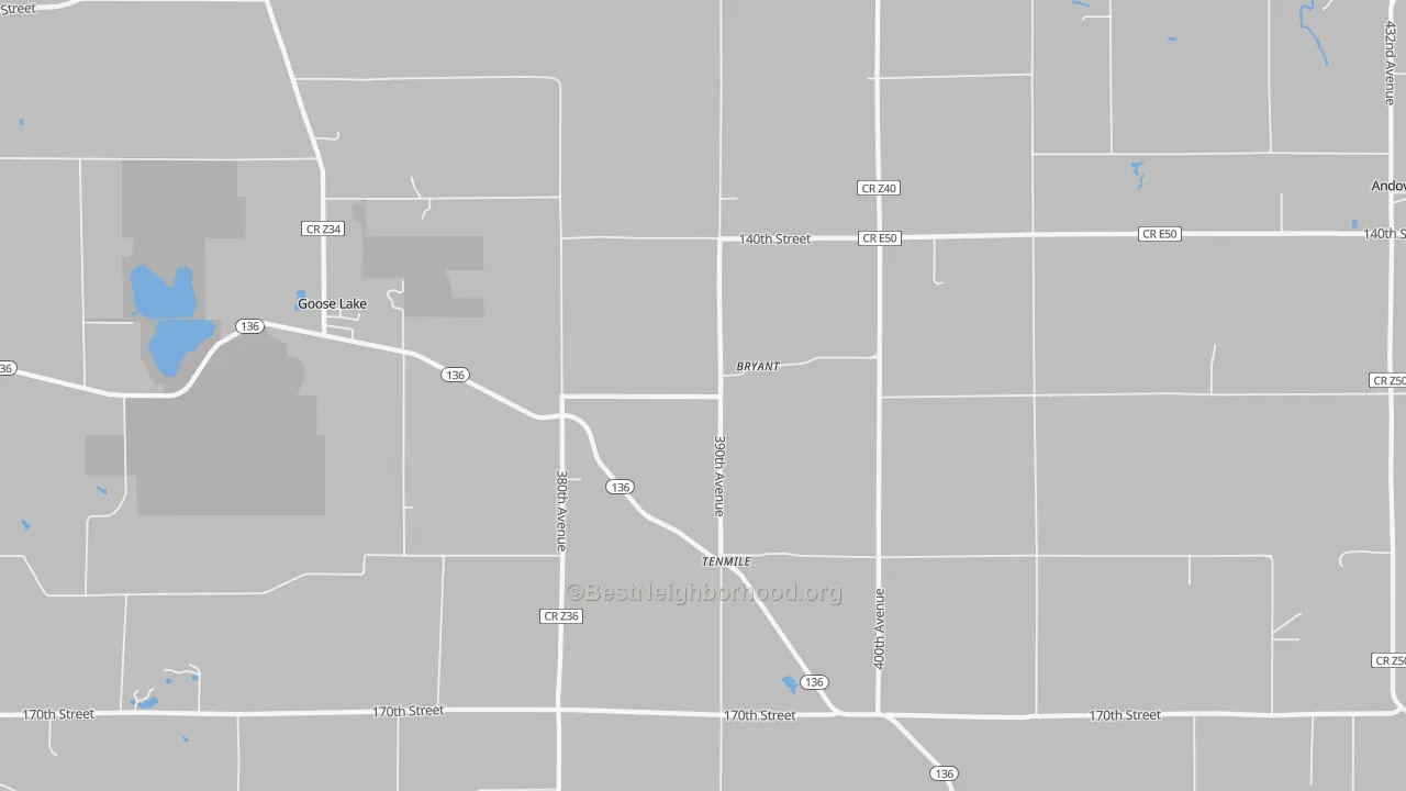 Bike Grade map of 52727, IA