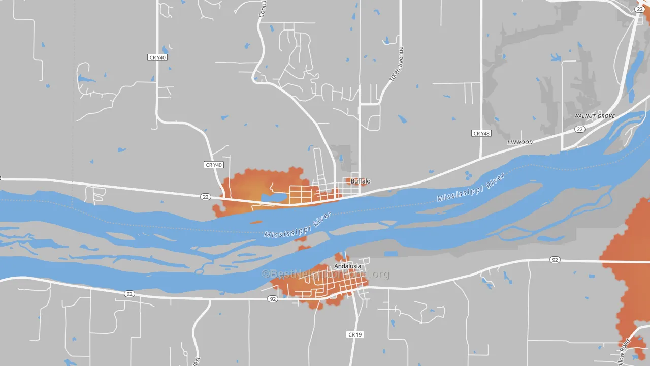Bike Grade map of 52728, IA