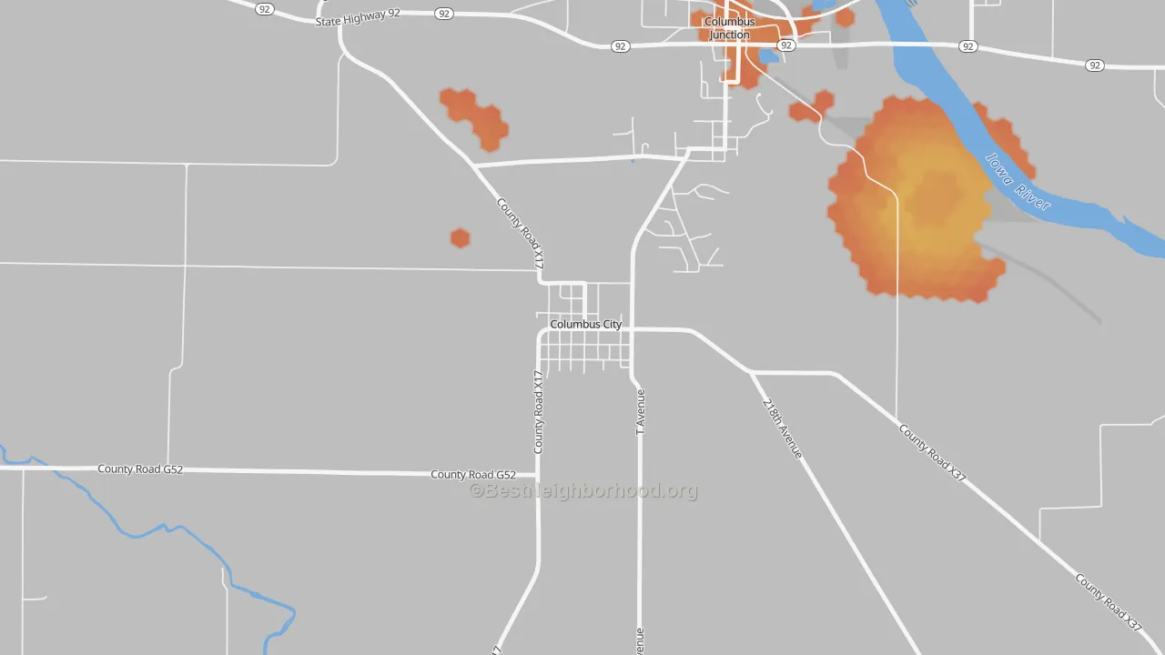 Bike Grade map of 52737, IA
