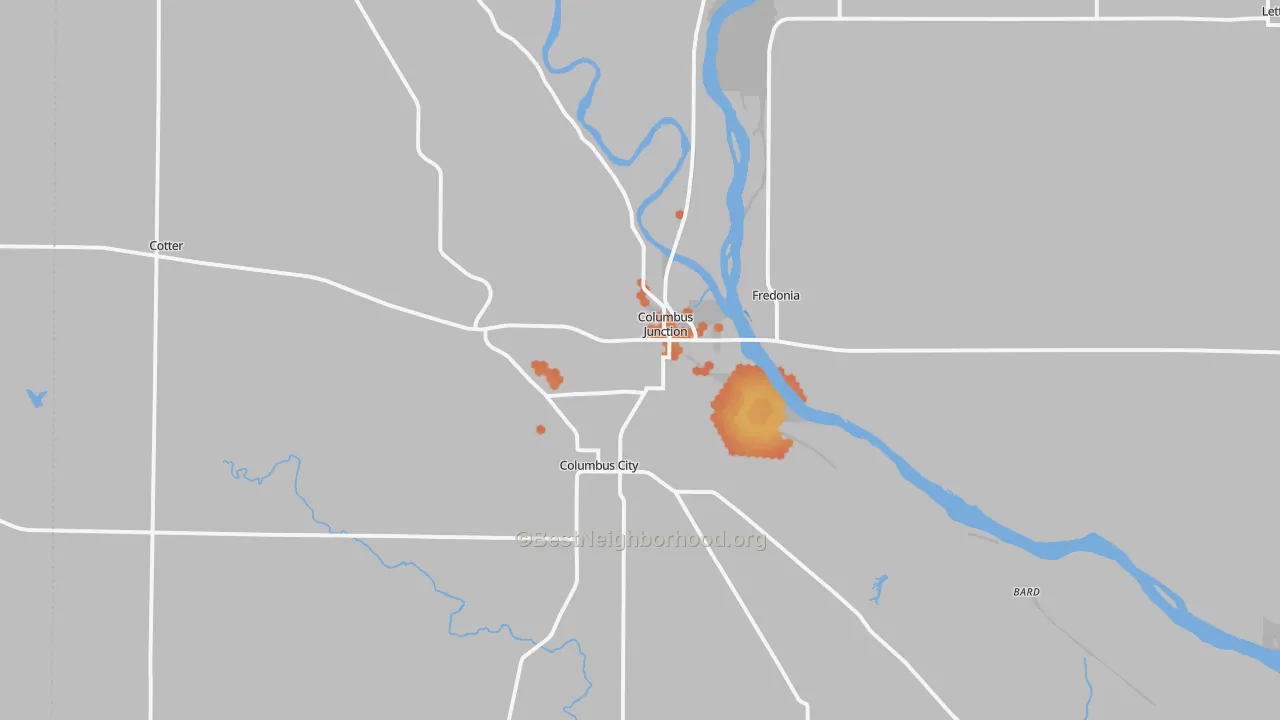 Bike Grade map of 52738, IA