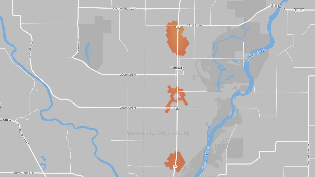 Bike Grade map of 52739, IA