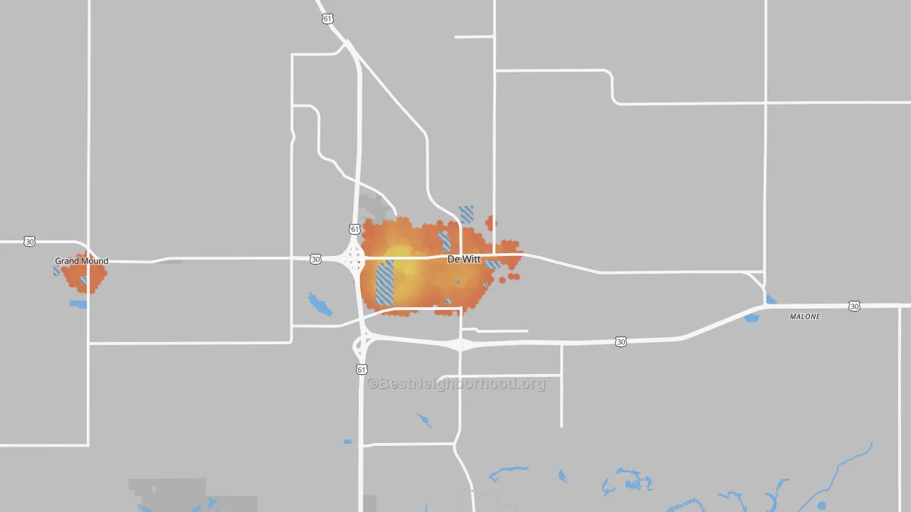 Bike Grade map of 52742, IA