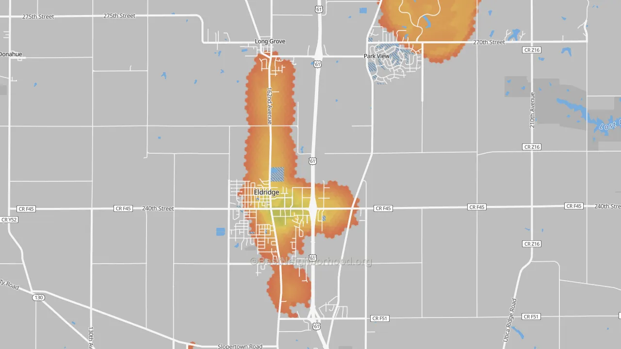 Bike Grade map of 52748, IA