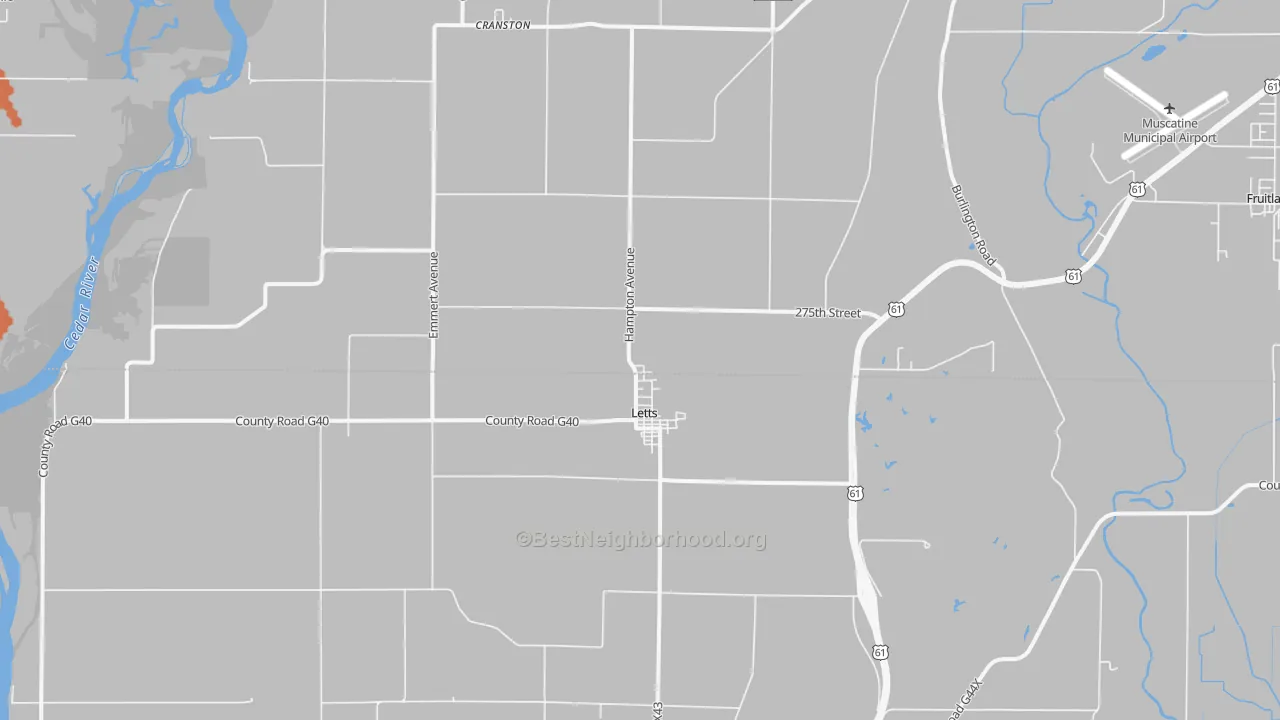Bike Grade map of 52754, IA