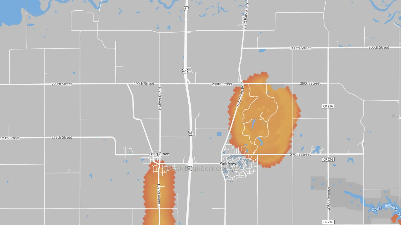 Bike Grade map of 52756, IA