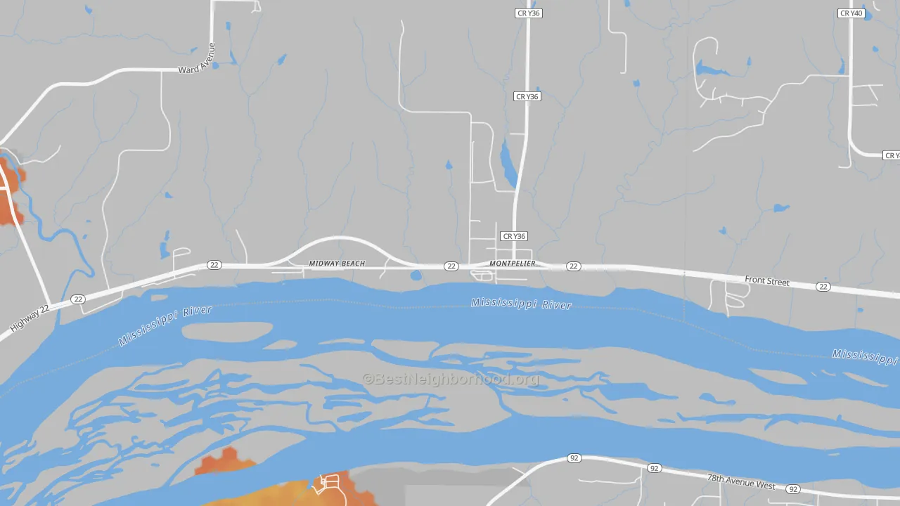 Bike Grade map of 52759, IA