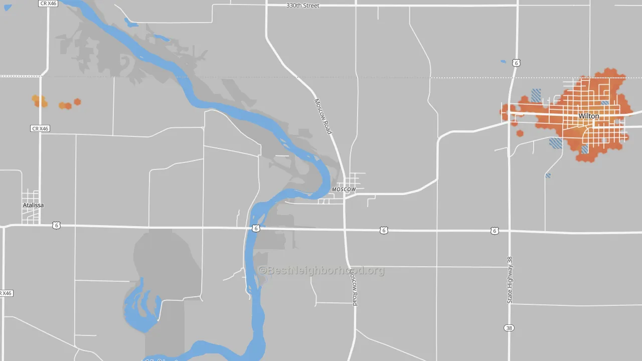 Bike Grade map of 52760, IA