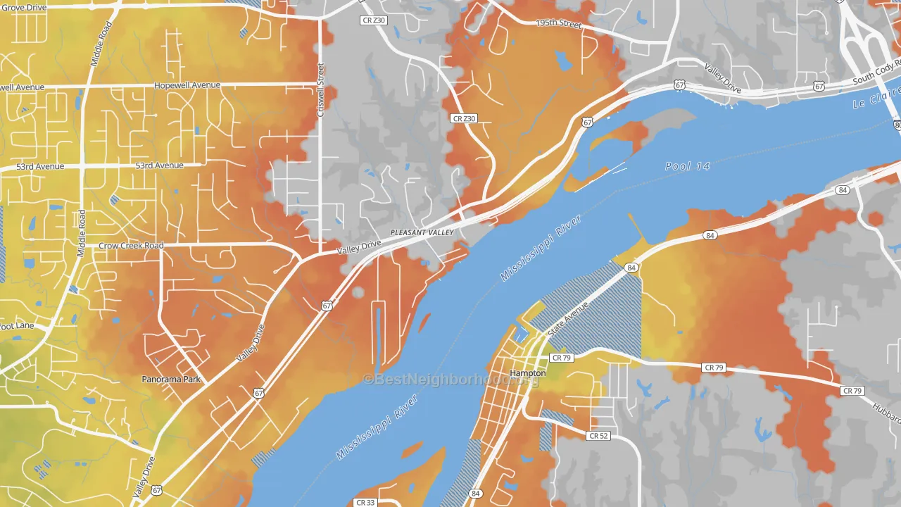Bike Grade map of 52767, IA