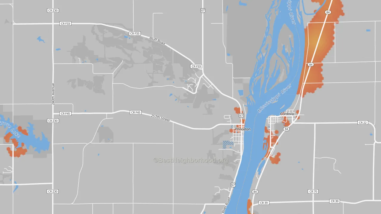 Bike Grade map of 52768, IA