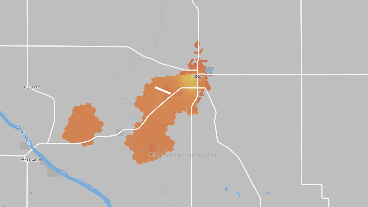 Bike Grade map of 52772, IA